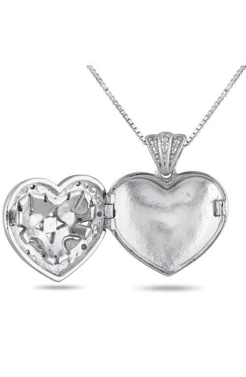 Delmar Set Of 2 Sterling Silver Pavé Diamond Heart Necklaces In White