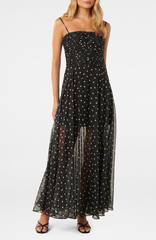 Brandy Polka Dot Sheer Skirt Maxi Dress in Black Edmond Spot