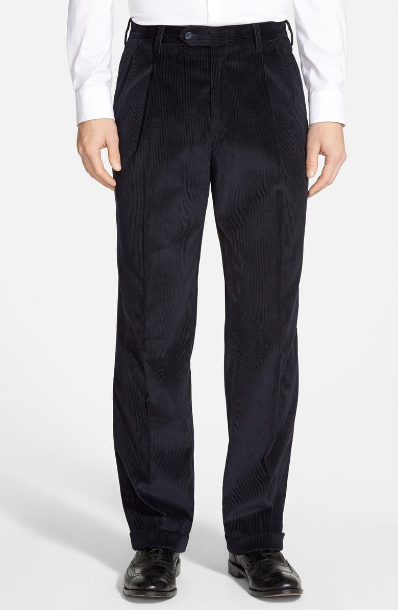 Berle Pleated Classic Fit Corduroy Trousers | Nordstrom