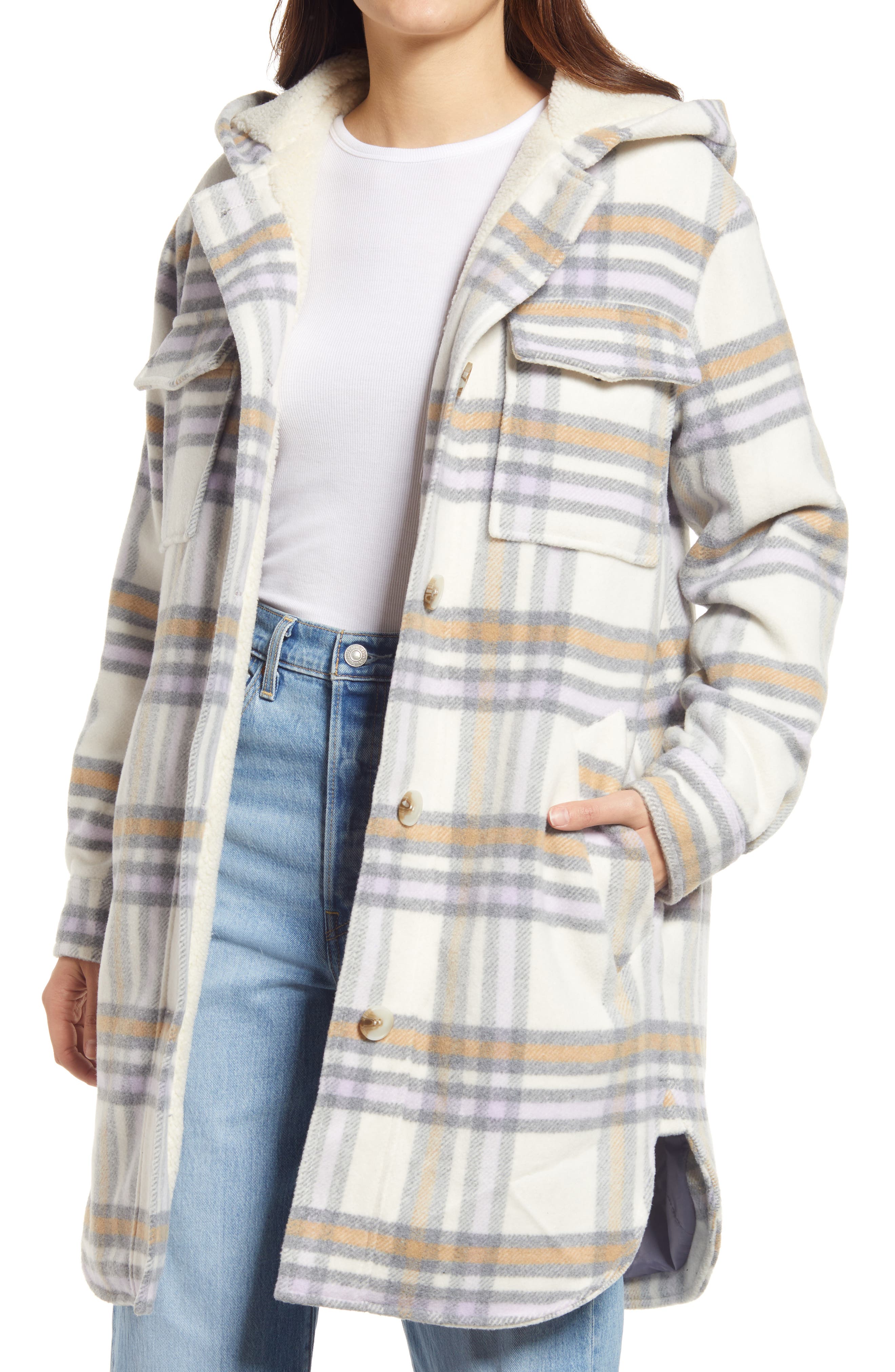 hooded plaid jacket women