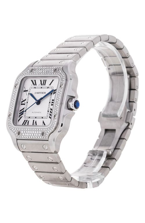 Shop Watchfinder & Co. Cartier  2022 Santos De Cartier Diamond Automatic Watch, 35.1 Mm<br> In Silver