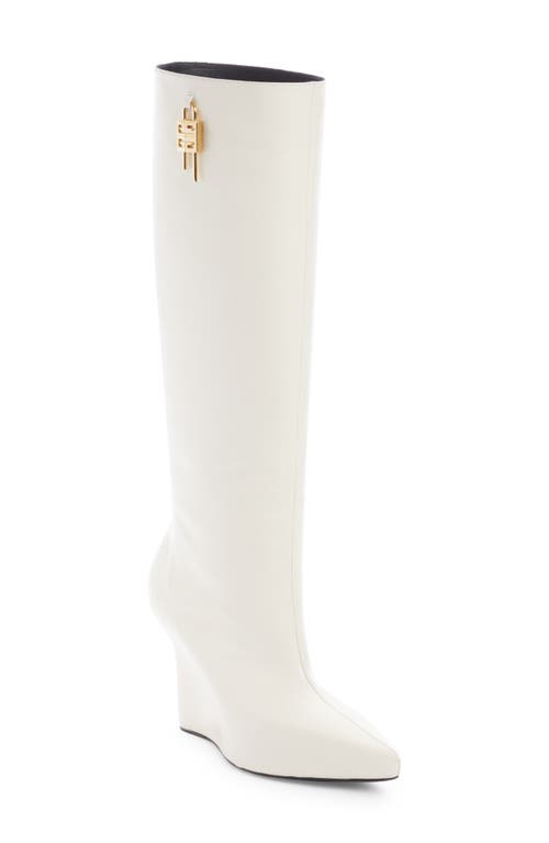 Givenchy G-Lock Wedge Knee High Boot in Ivory