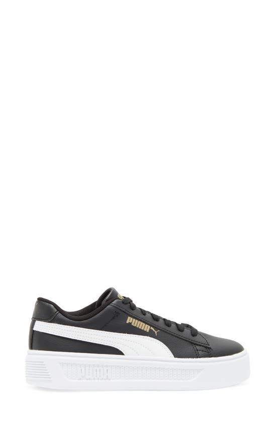 Shop Puma Smash V3 Platform Sneaker In Black-white-gold