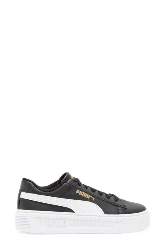 Puma Smash V3 Platform Sneaker In Black-white-gold