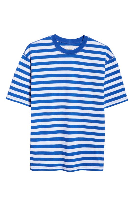 Shop Drake's Stripe Cotton Hiking T-shirt In Navy And White