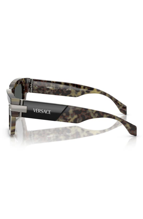 Versace 55mm Plaque Rectangular Sunglasses In Havana