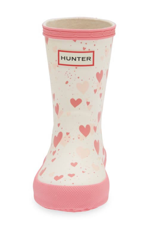 Shop Hunter Kids' First Classic Rain Boot In Cream Multi/dark Pink