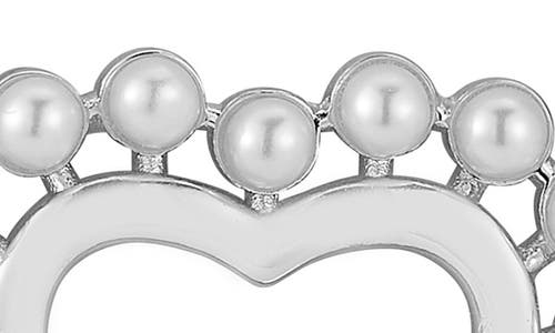 Chloe & Madison Chloe And Madison 2.5mm Cultured Pearl Open Heart Pendant Necklace In Silver