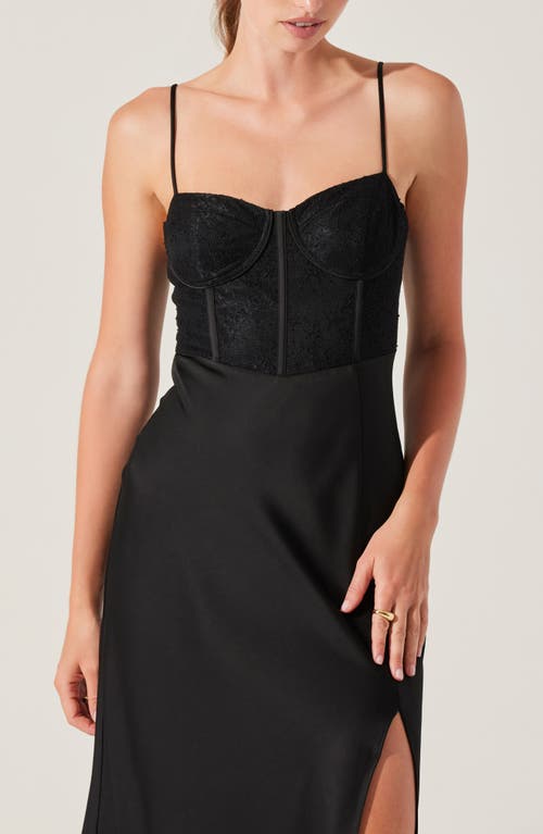 Shop Astr The Label Lace Bustier Sleeveless Midi Dress In Black