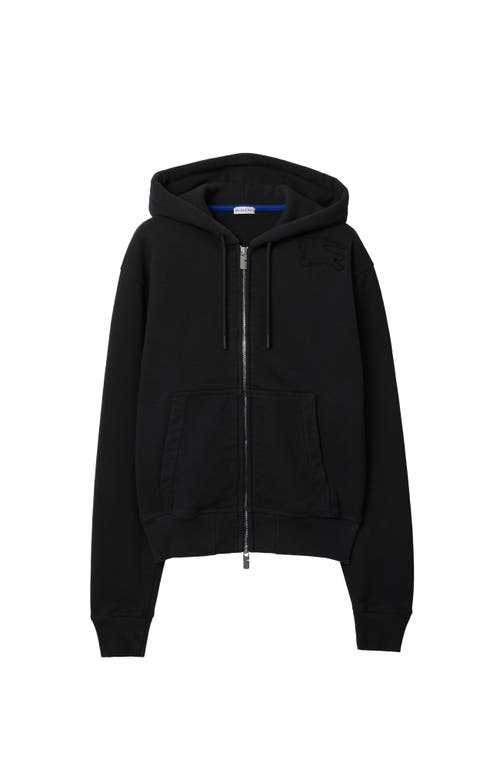 Shop Burberry Cotton Zip Hoodie In Black