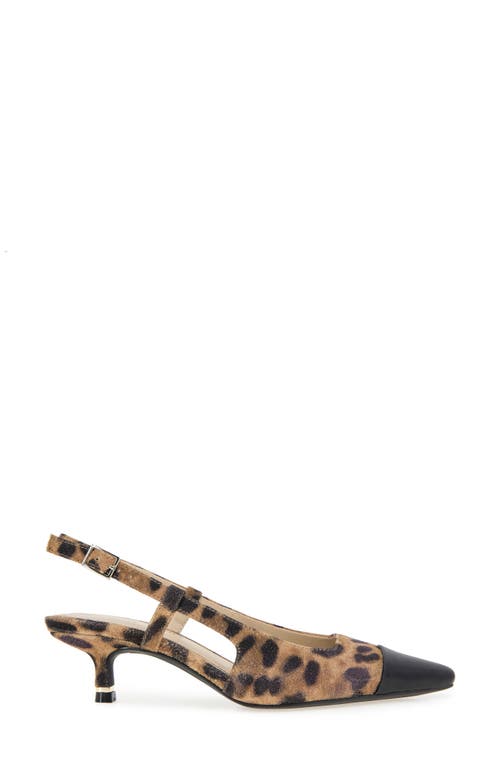 Kenneth Cole Martha Slingback Cap Toe Kitten Heel Pump In Leopard Suede