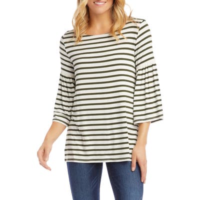 Karen Kane Stripe Bell Sleeve Top, Green