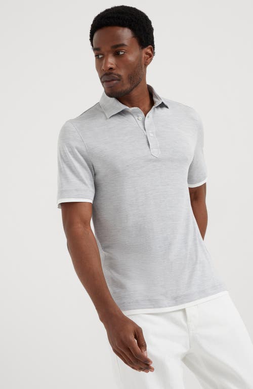 Shop Brunello Cucinelli Jersey Polo Shirt In Pearl Grey