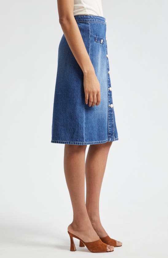 Shop L Agence Landry Button Front Denim Skirt In Verdugo