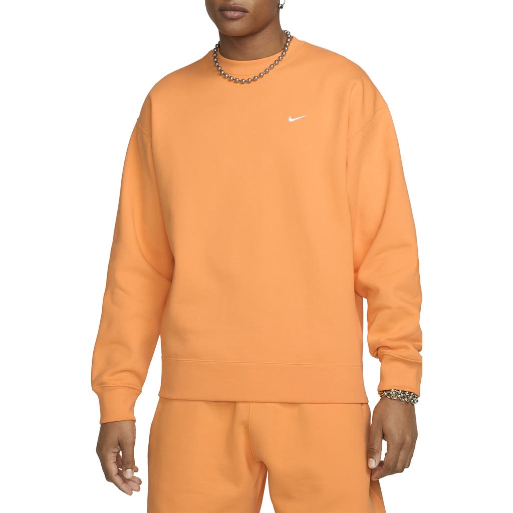 Nike Solo Swoosh Oversize Crewneck Sweatshirt In Vivid Orange/white