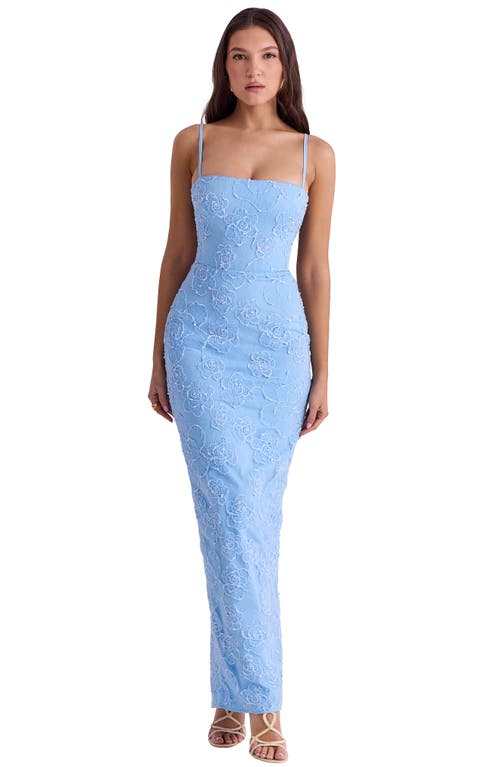 Shop House Of Cb Eva Floral Lace Gown In Cinderella Blue