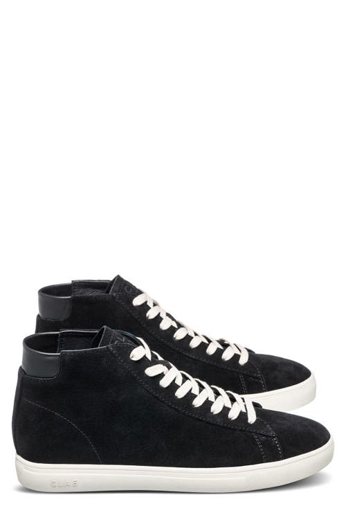 Clae Bradley Leather Mid Top Sneaker In Black Suede