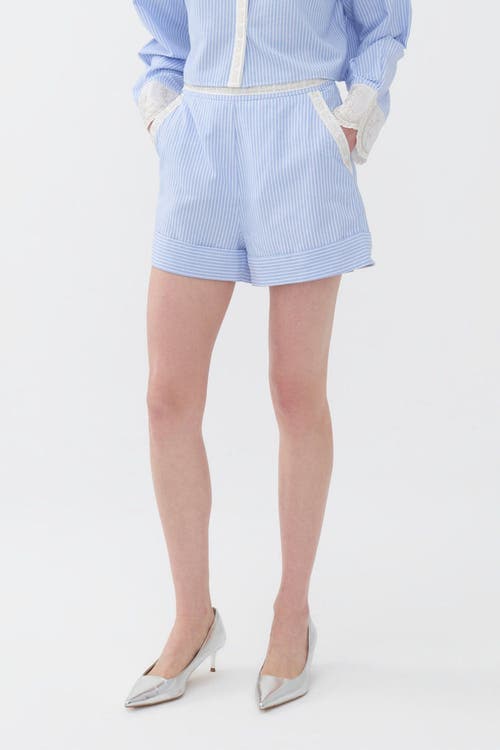 Nocturne High Waisted Striped Mini Shorts in Blue at Nordstrom