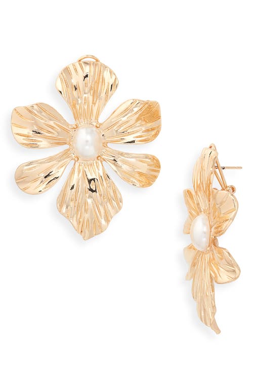 Shop Tasha Imitation Pearl Flower Stud Earrings In Gold/pearl