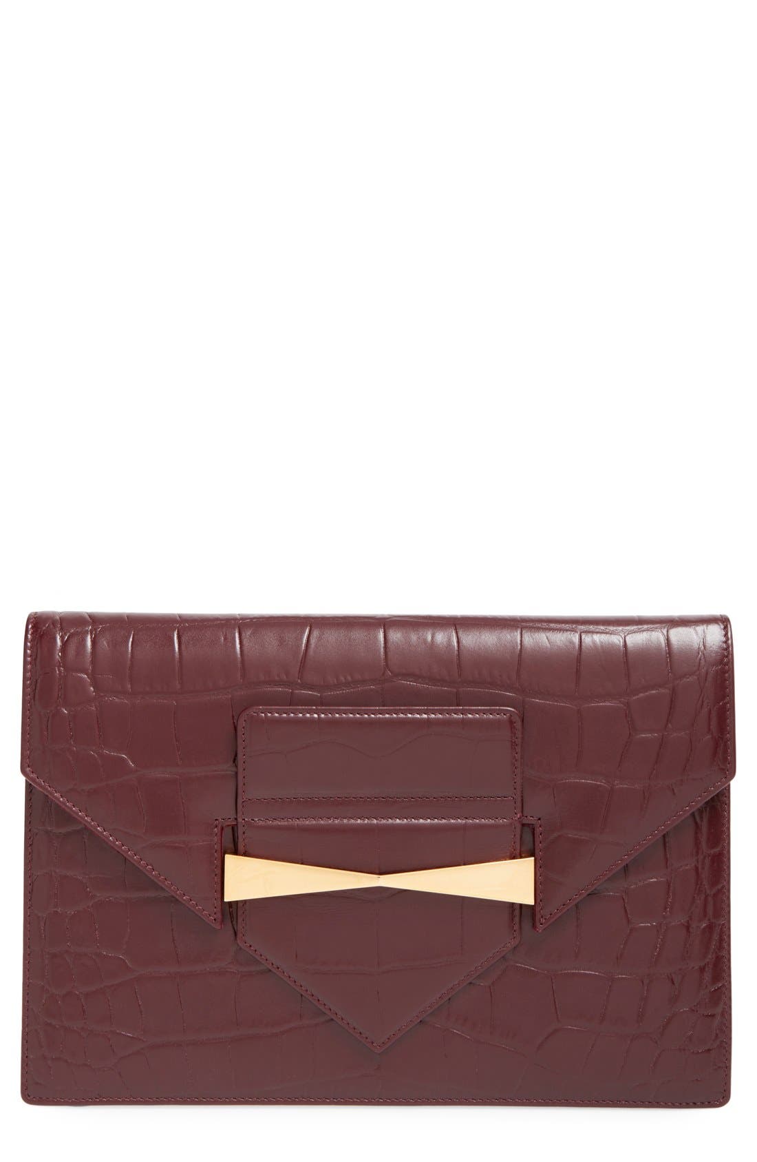 Alexander McQueen Croc Embossed Envelope Clutch Nordstrom
