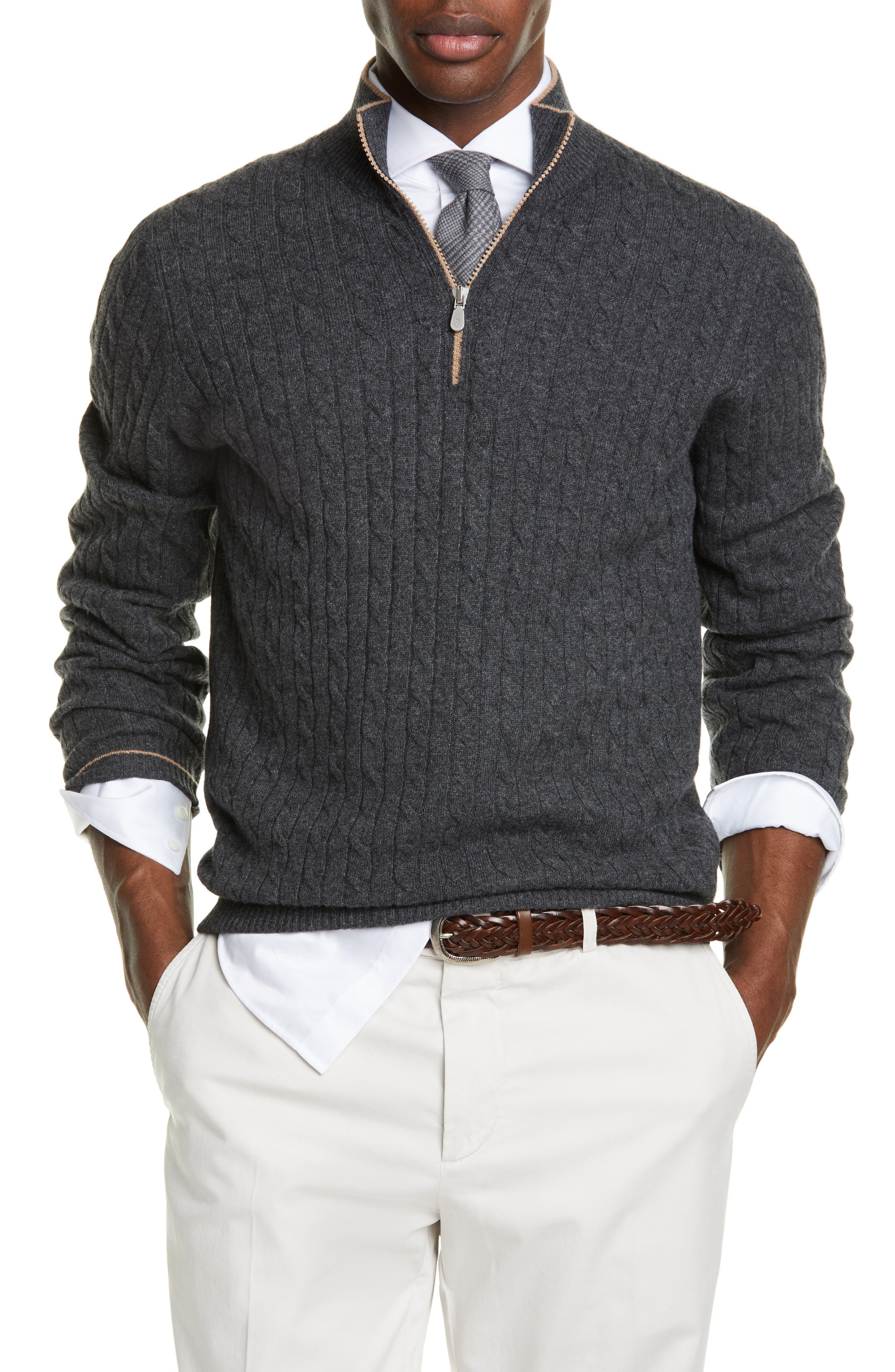 Brunello Cucinelli Slim Quarter Zip Cashmere Sweater Nordstrom