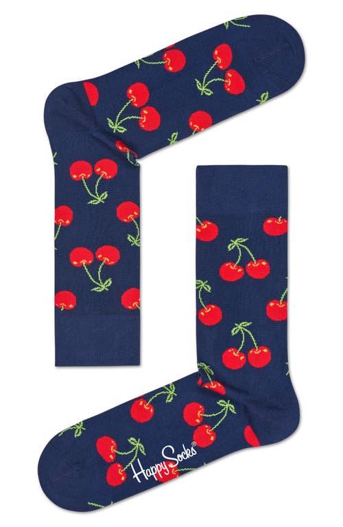 Cherry Socks in Navy
