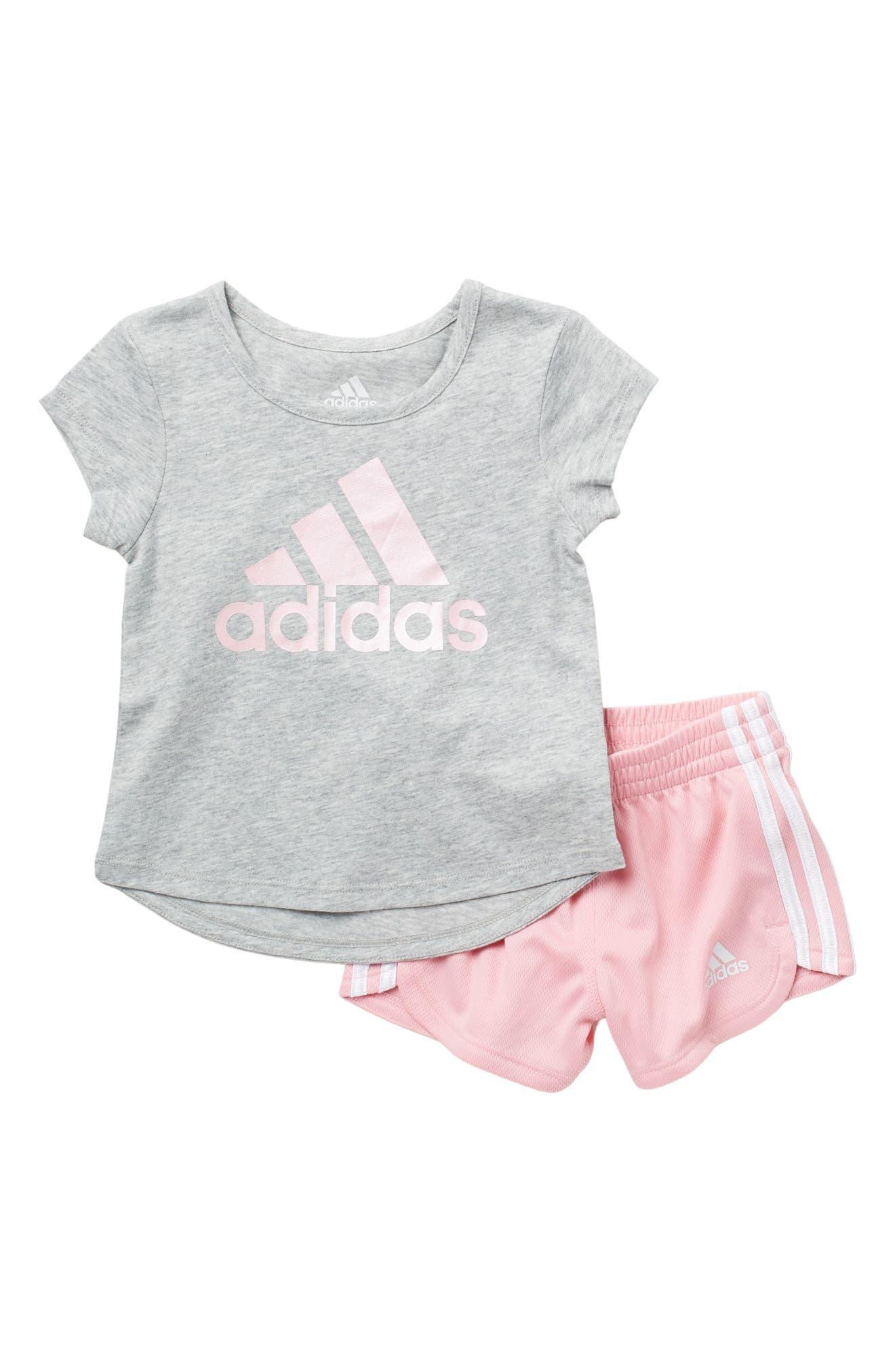Adidas Originals Graphic T-shirt & Shorts 2-piece Set In Grey
