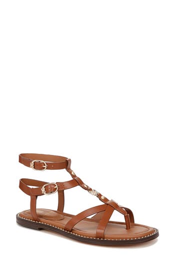 Sam Edelman Teeni Gladiator Sandal Cognac Brown Leather In Rich Cognac