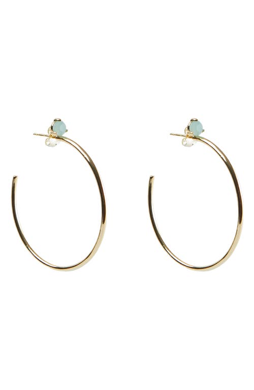 Semiprecious Stone Hoop Earrings in Gold