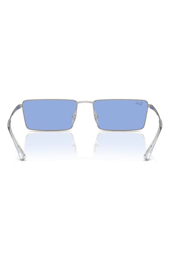 Shop Ray Ban Emy 56mm Rectangular Sunglasses In Silver