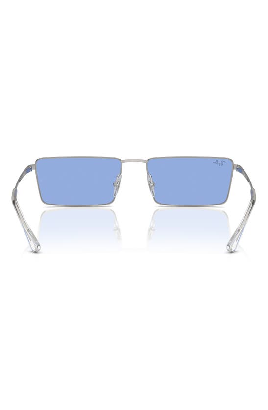 Ray Ban Emy Bio-based Sunglasses Silver Frame Blue Lenses 59-17 In Silver