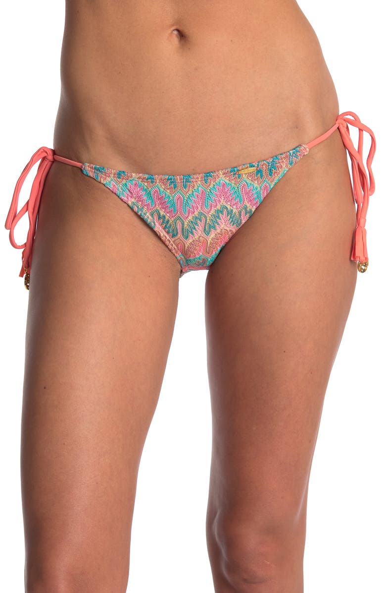 LULI FAMA Fuego Divino Wavey Ruched Bikini Bottoms, Main, color, MULTICOLOR