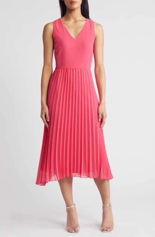 Shop Sam Edelman V-neck Accordion Pleat Dress In Watermelon