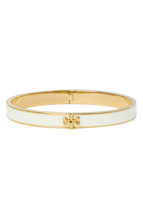Tory Burch Kira Enamel Hinge Bracelet In Tory Gold/new Ivory
