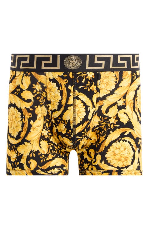 Shop Versace Barocco Print Boxer Briefs In Black Gold