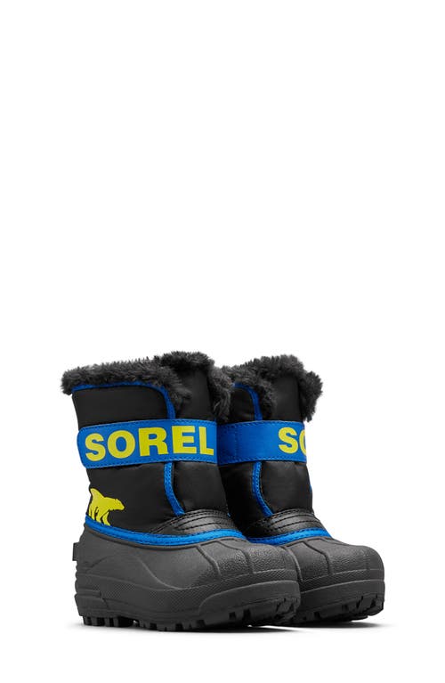 Sorel Kids' Snow Commander Insulated Waterproof Boot In Black/super Blue