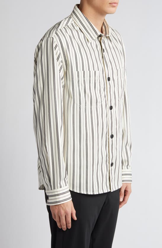 Hugo Boss Erato Stripe Button-up Shirt In Open White
