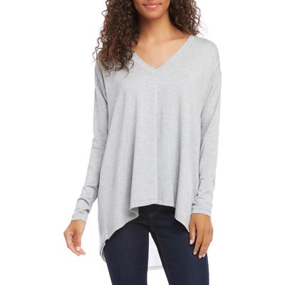 Karen Kane Button Back V-Neck Top, Grey
