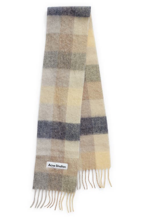 Shop Acne Studios Vally Plaid Alpaca, Wool & Mohair Blend Scarf In Vanilla/beige/lavender