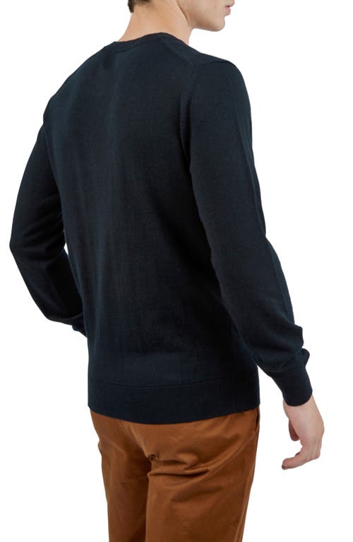 Ben Sherman Men's Merino Crew Sweater In Black