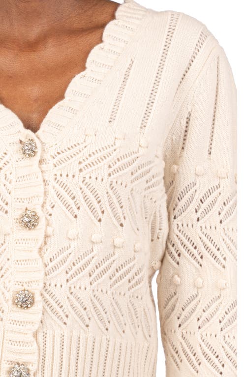 Shop Kut From The Kloth Mimi Scallop V-neck Cardigan In Cream