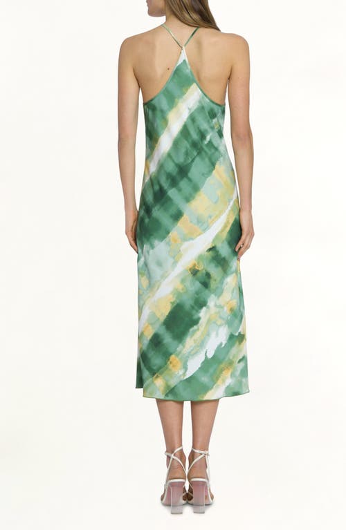 Shop Luxely Raven Abstract Print Dress In Raffia/piquant Green