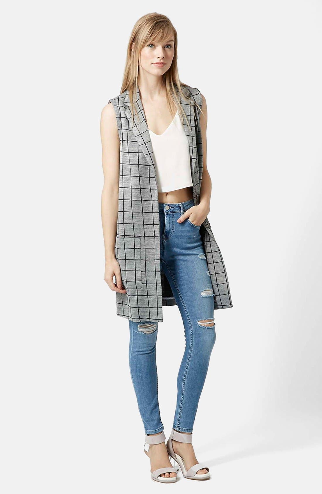 Check Jersey Coat Vest Nordstrom