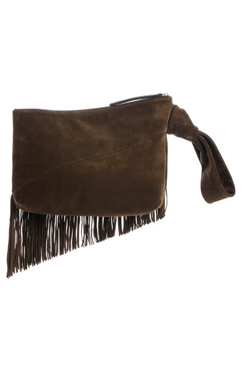 Shop Isabel Marant Faro Fringe Suede Clutch In Bronze