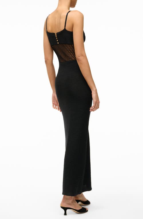 Staud Tara Crochet-trimmed Cotton Maxi Dress In Black