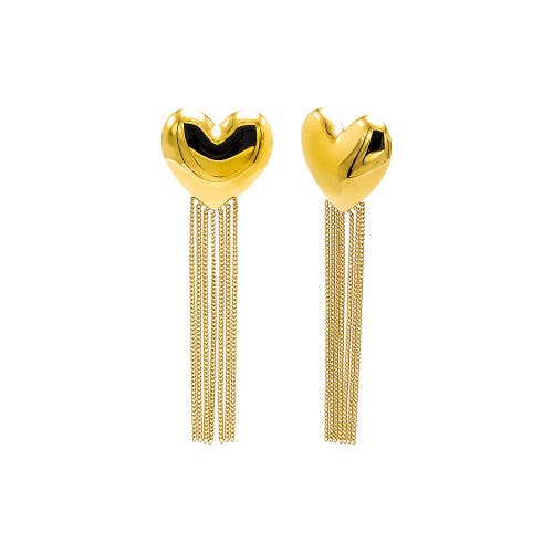 Shop Adina Eden By  Puffy Heart Fringe Chain Drop Stud Earring In Gold