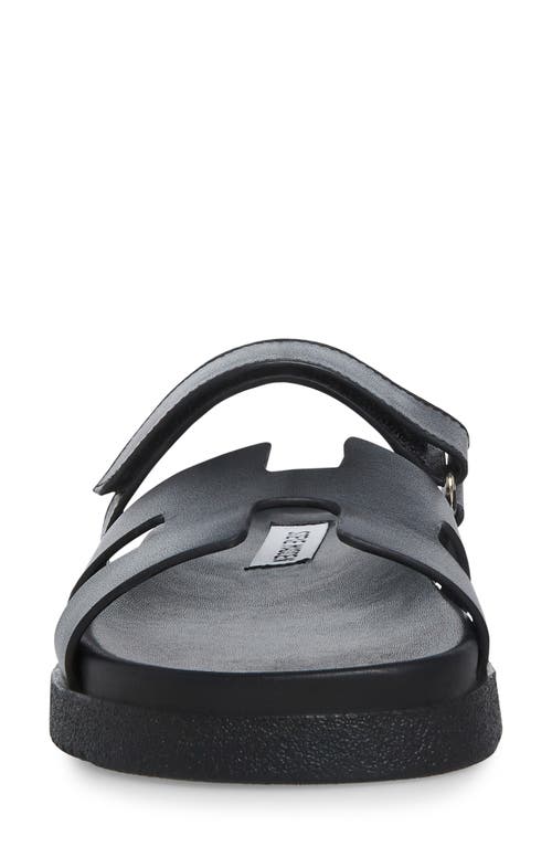 Steve Madden Womens Black Missile Multi-strap Flat Leather Sandals In Black