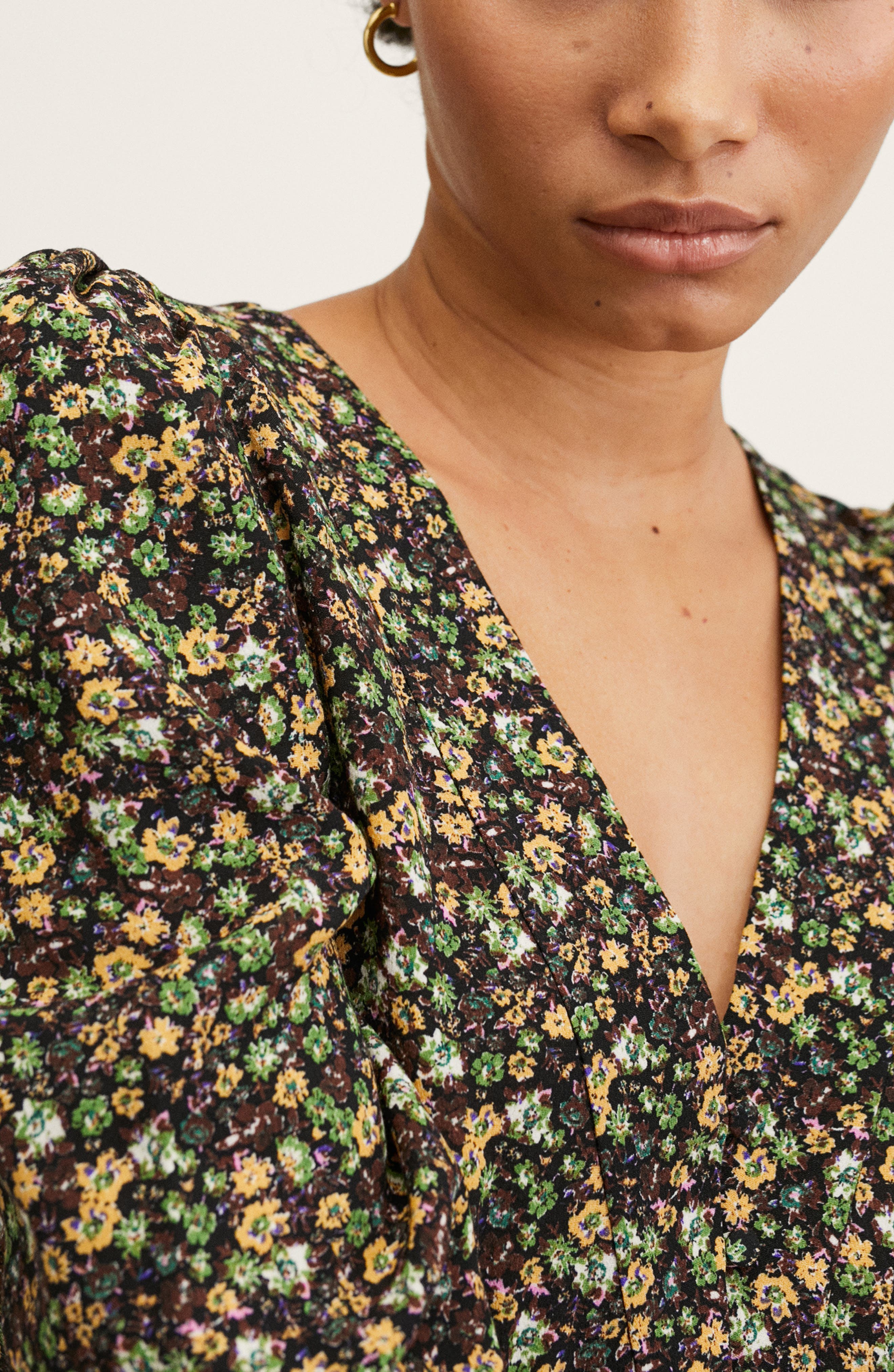 MANGO Women's Floral Long Sleeve Dress 