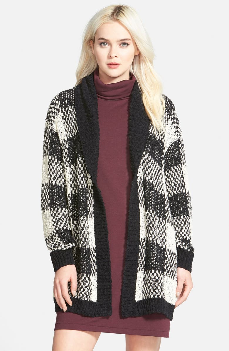 LEITH Plaid Open Cardigan, Main, color, 001