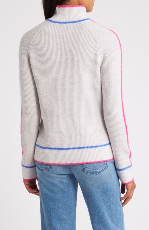 Shop Hatley Contrast Trim Mock Neck Sweater In Grey